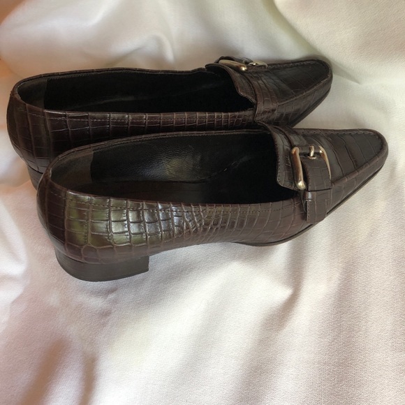 Rare Vintage Prada Crocodile Embossed Heeled Loafers ITALY - Picture 4 of 16